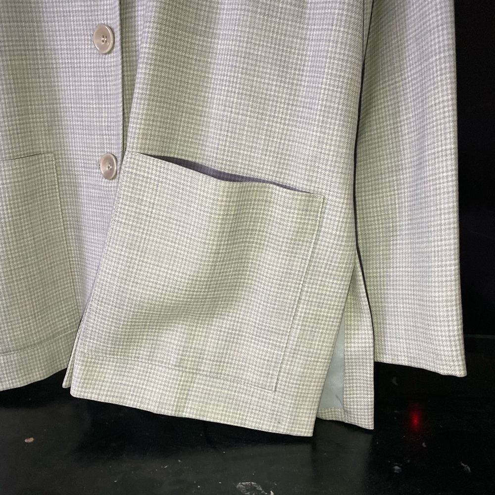 Talbots Pale Gray Checked Blazer Jacket - image 3